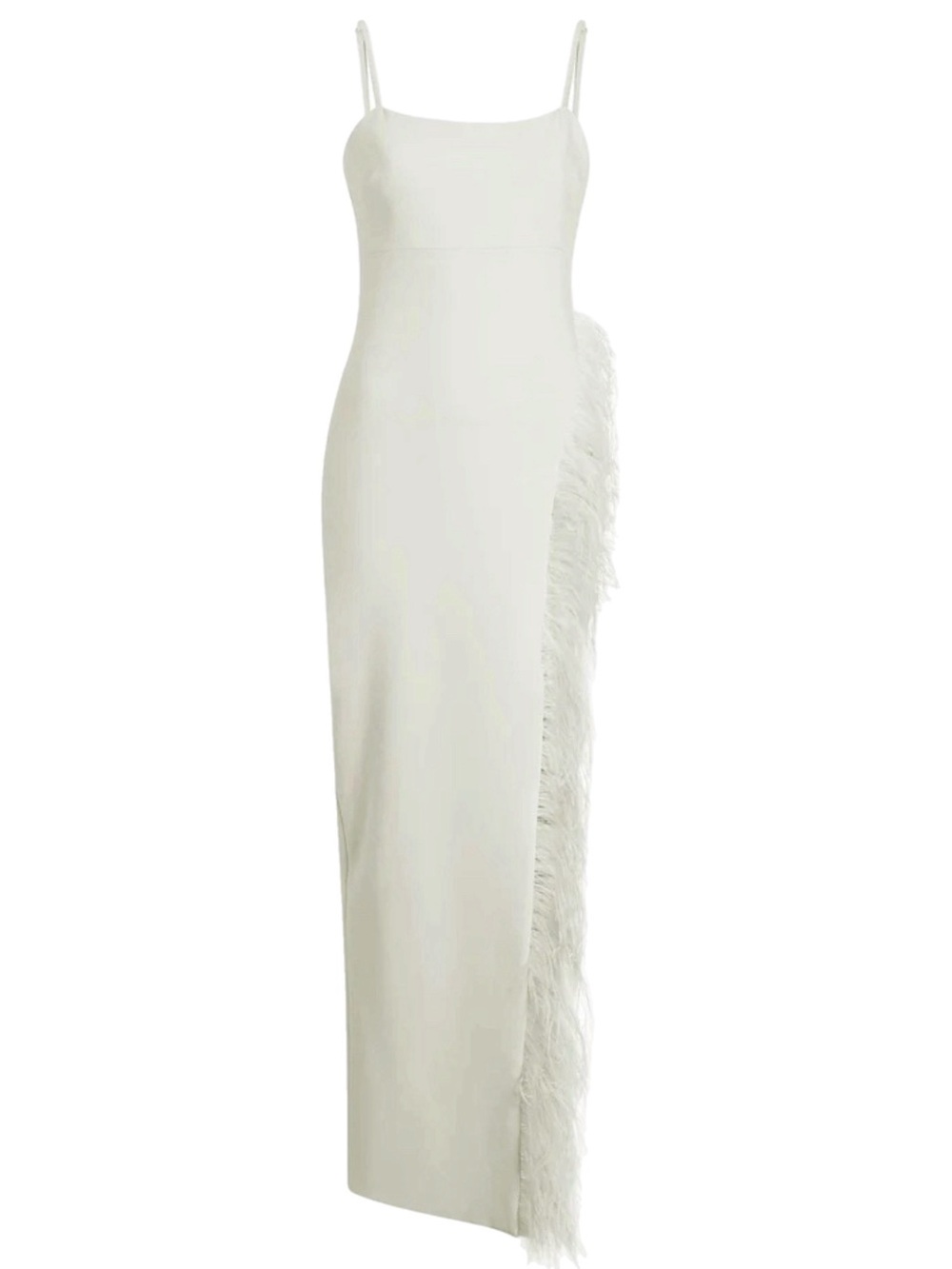 NWT Likely Nelly Gown Ivory Feather-Trim Column Maxi Dress Size 14 $398 MSRP